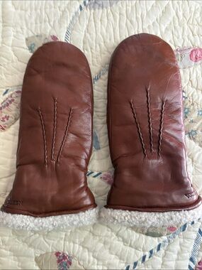 New Listing Hestra Chestnut Brown Leather Mittens with wool lining.